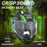 N2 Air Road Matt Green Smart Bluetooth Flip-up Double Visor Helmet